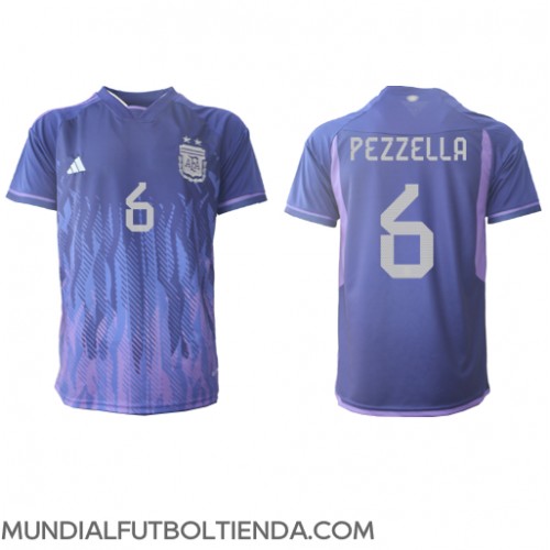 Camiseta Argentina German Pezzella #6 Segunda Equipación Replica Mundial 2022 mangas cortas